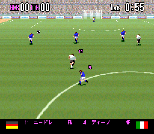 Super Formation Soccer '94 (Japan) In game screenshot